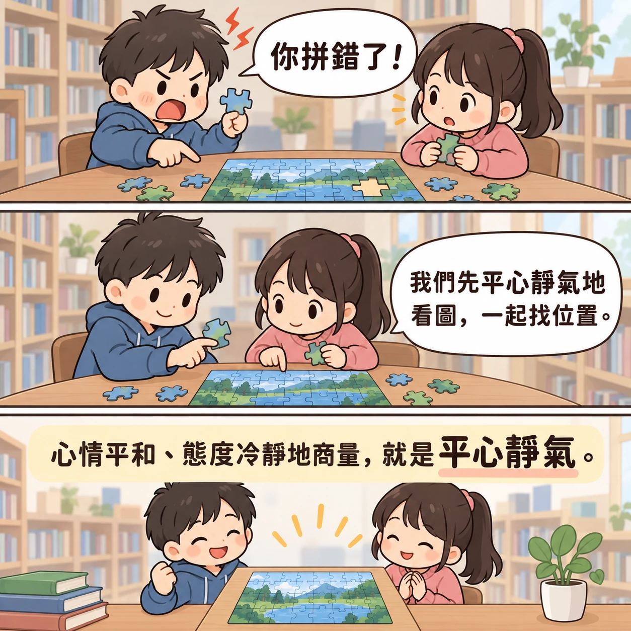 平心靜氣的 AI 生成成語漫畫