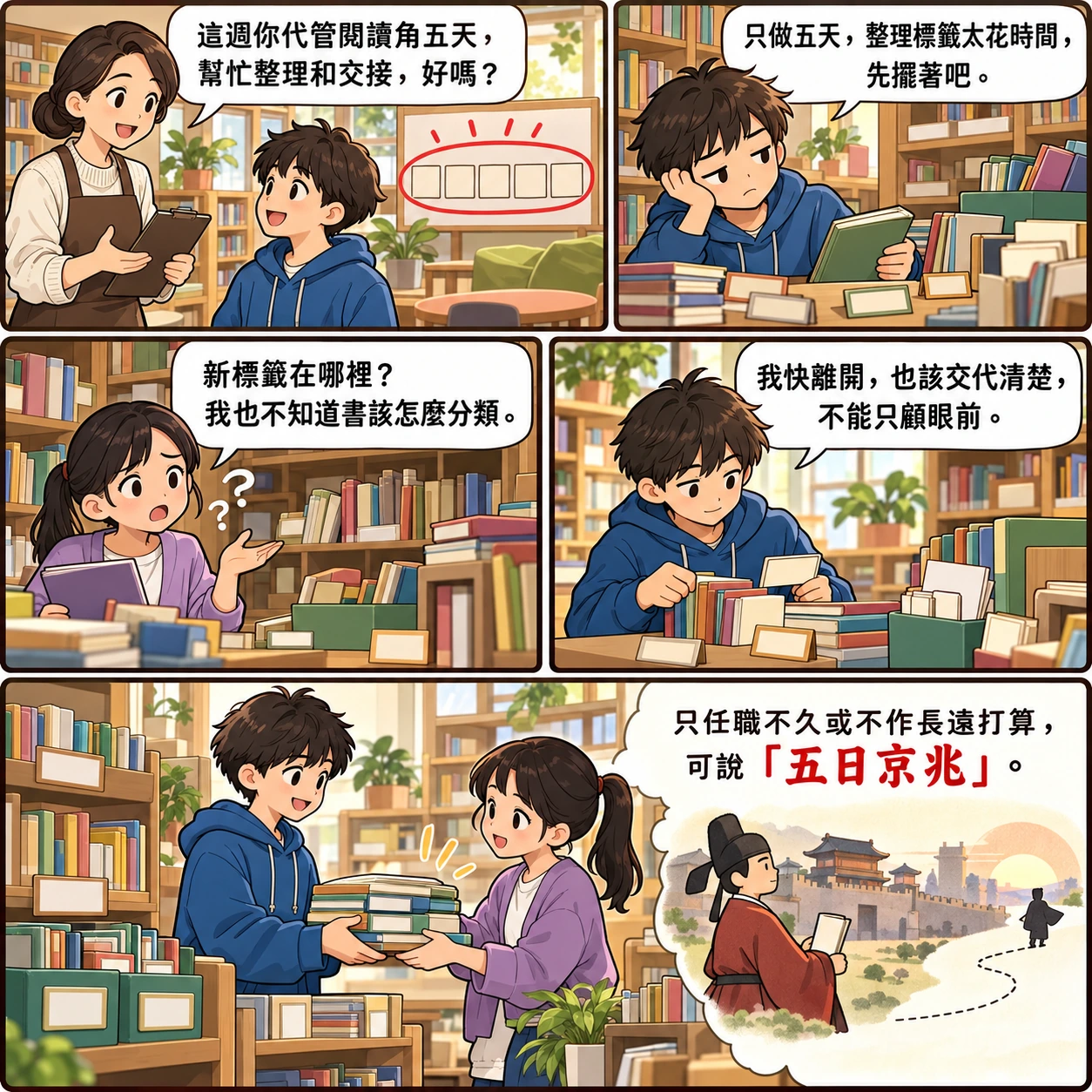 五日京兆的 AI 生成成語漫畫