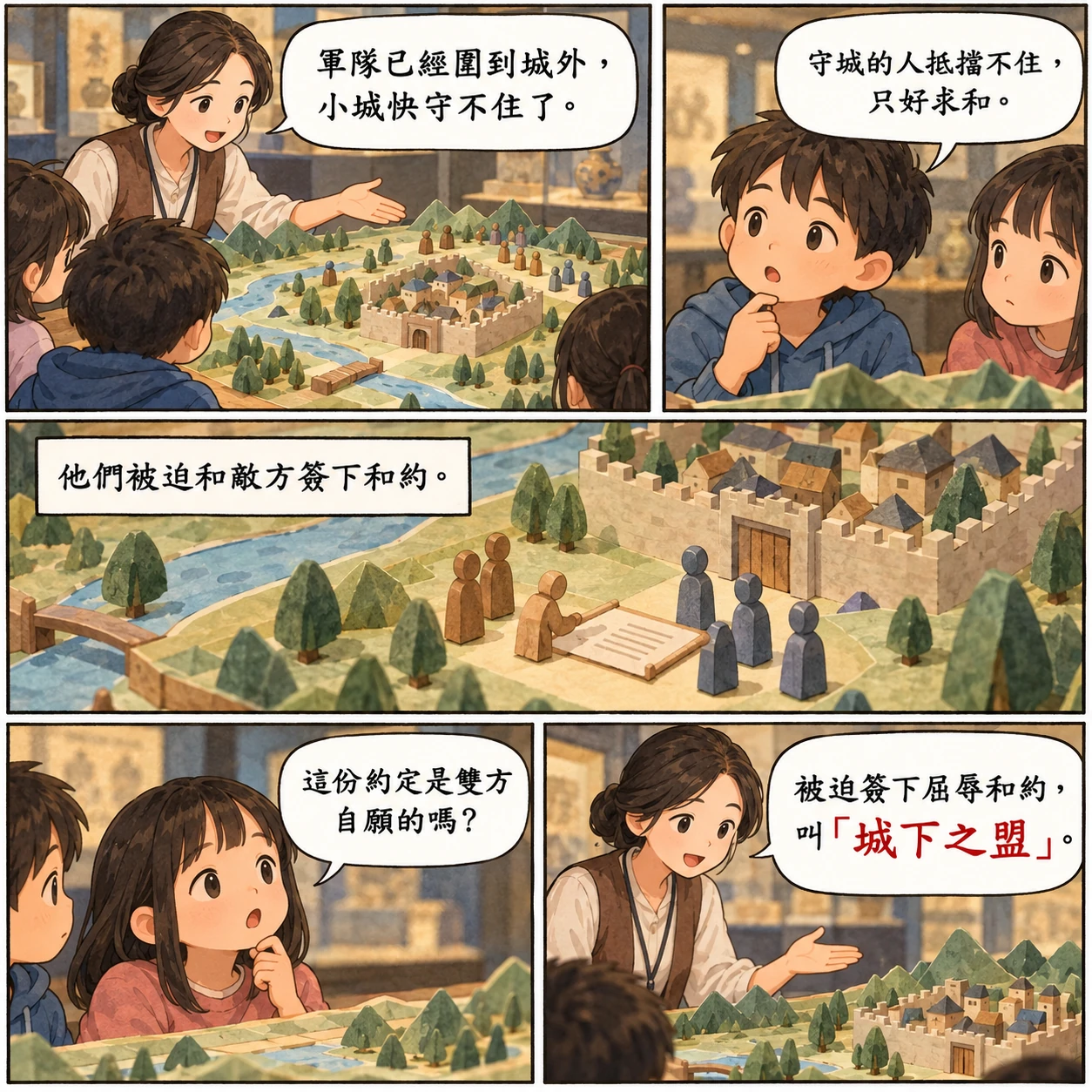 城下之盟的 AI 生成成語漫畫