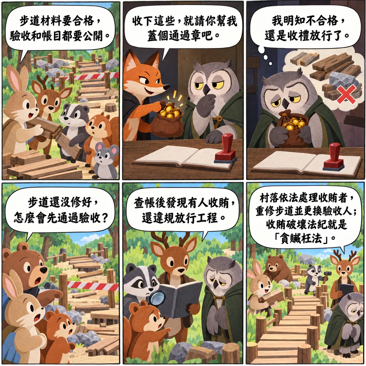 貪贓枉法的 AI 生成成語漫畫