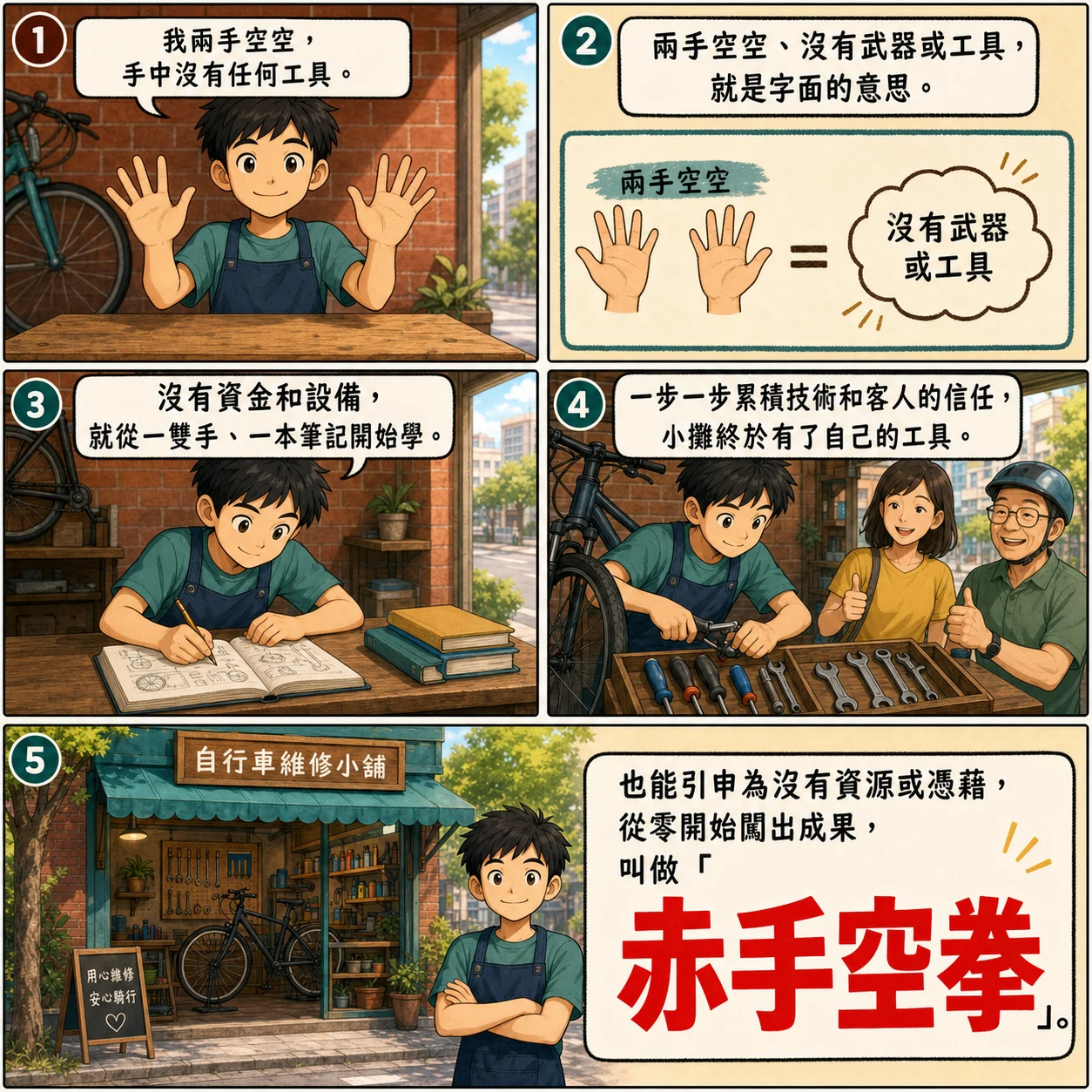 赤手空拳的 AI 生成成語漫畫