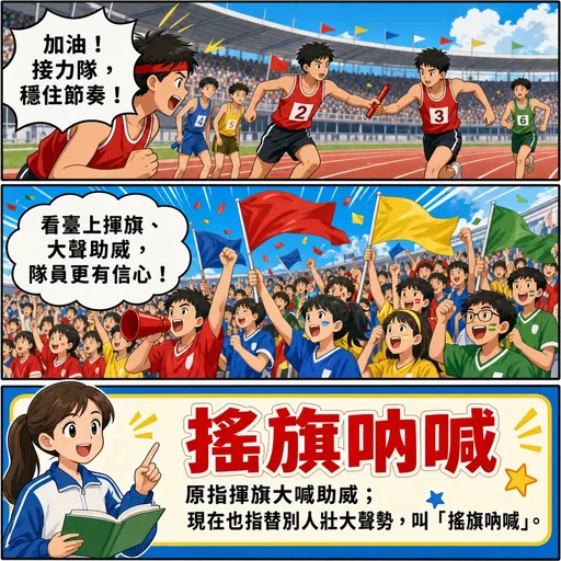 搖旗吶喊成語漫畫縮圖