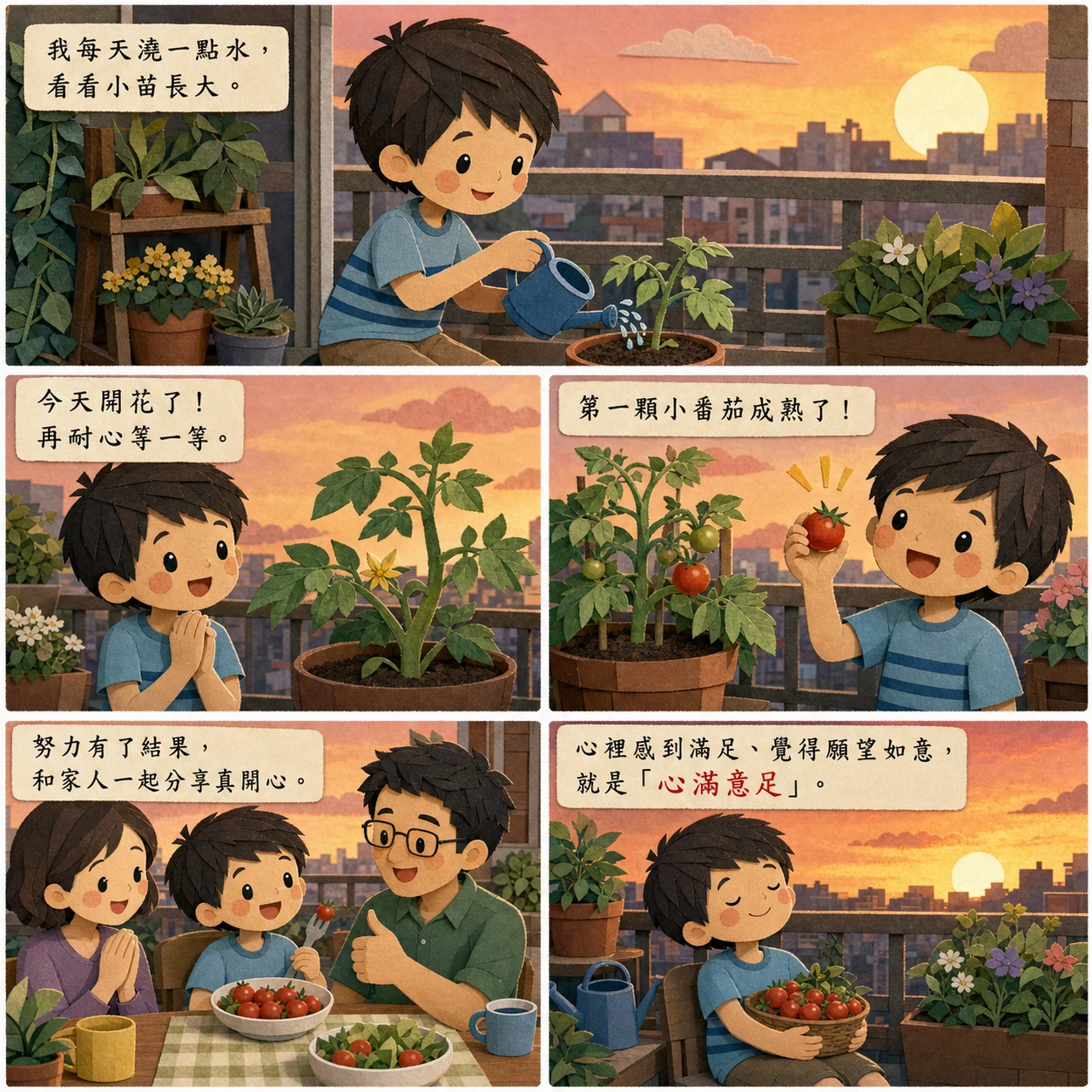 心滿意足的 AI 生成成語漫畫