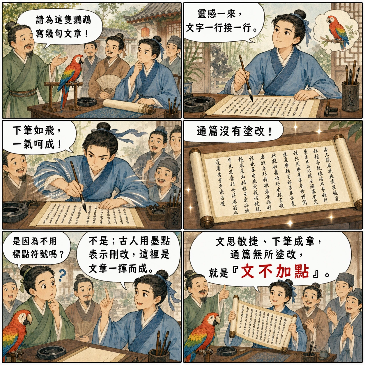 文不加點的 AI 生成成語漫畫