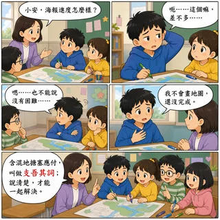 支吾其詞成語漫畫縮圖
