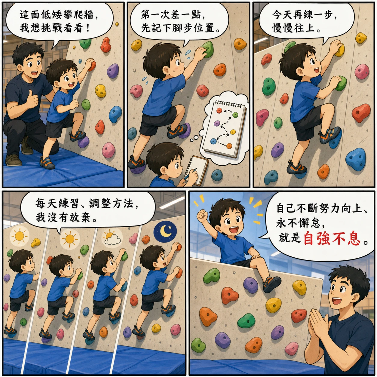 自強不息的 AI 生成成語漫畫