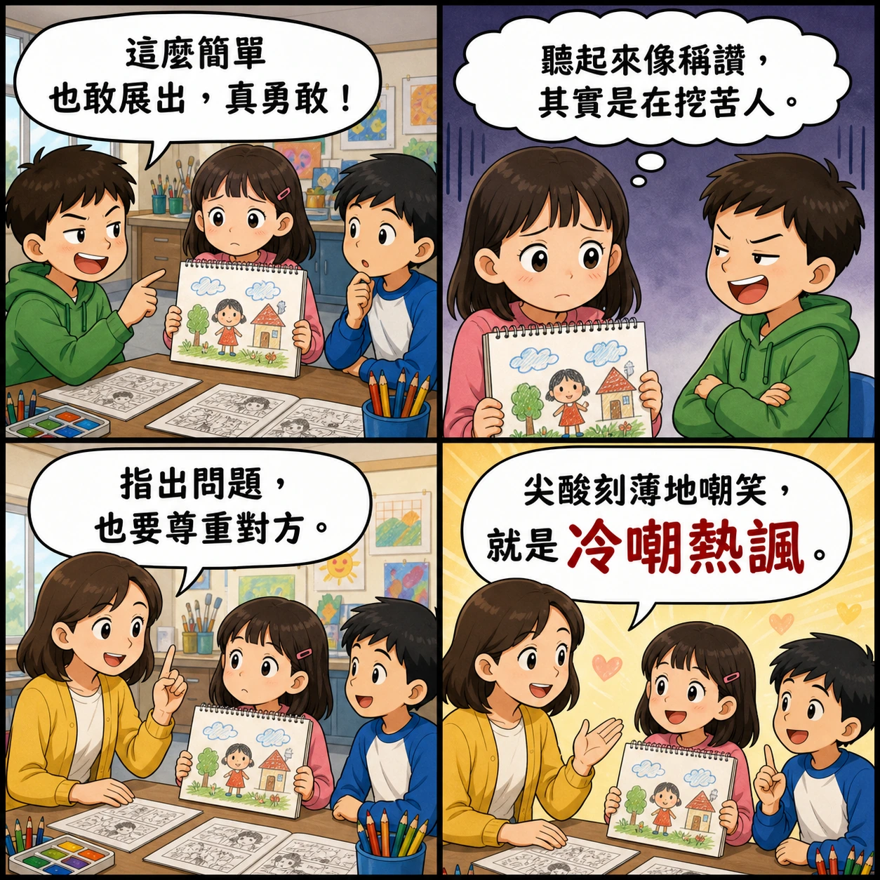 冷嘲熱諷的 AI 生成成語漫畫