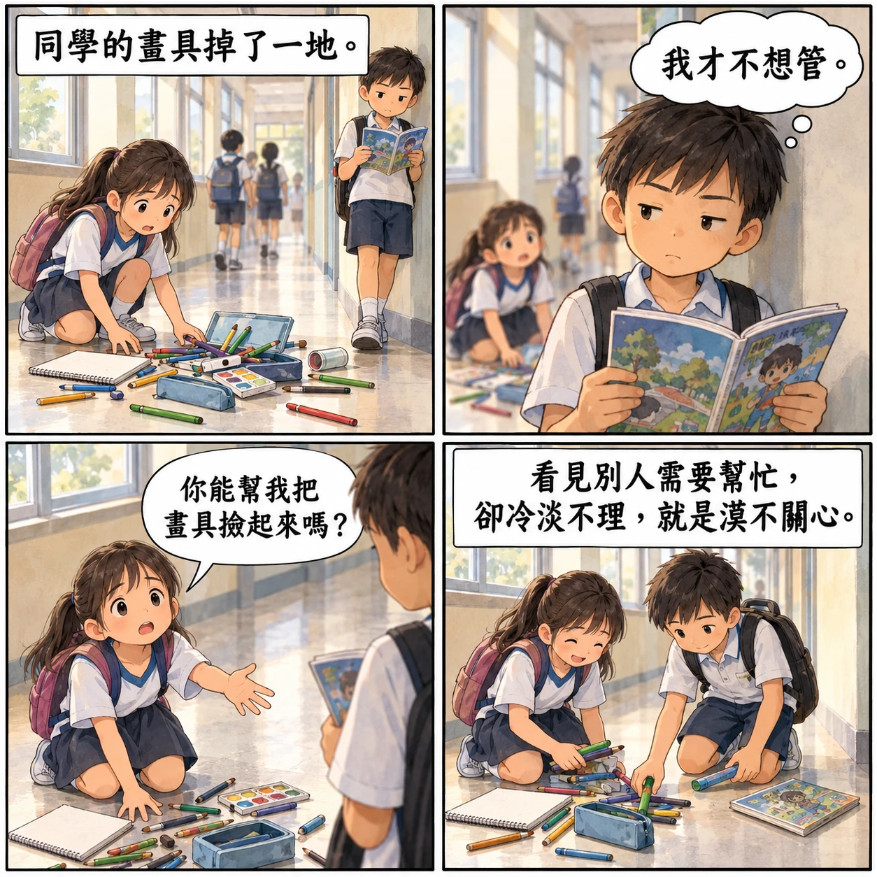 漠不關心的 AI 生成成語漫畫