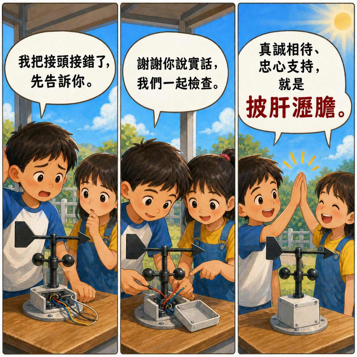 披肝瀝膽的 AI 生成成語漫畫