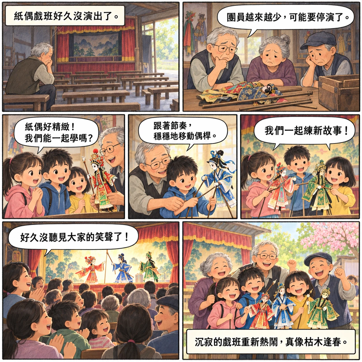 枯木逢春的 AI 生成成語漫畫