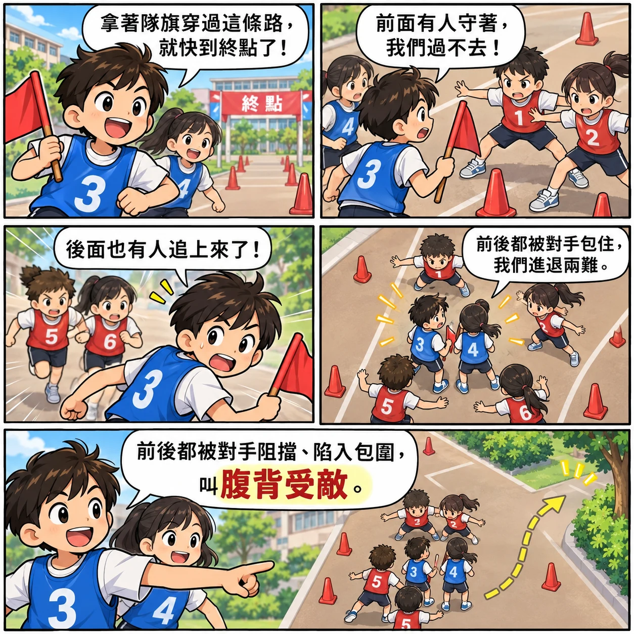 腹背受敵的 AI 生成成語漫畫