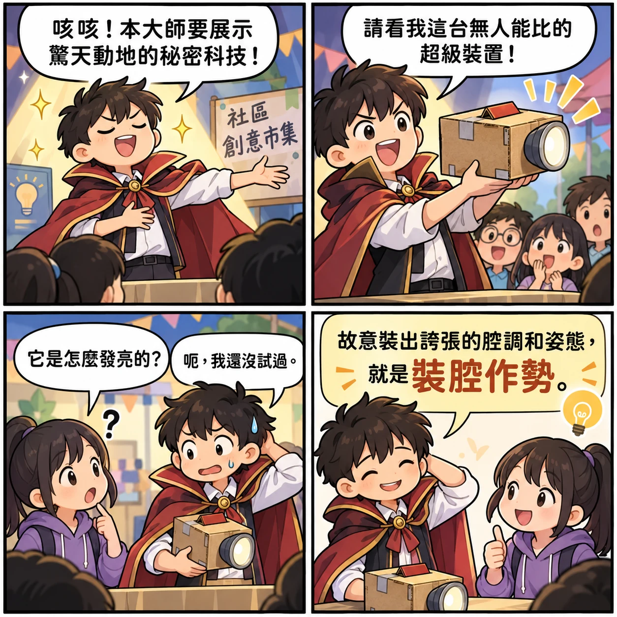 裝腔作勢的 AI 生成成語漫畫