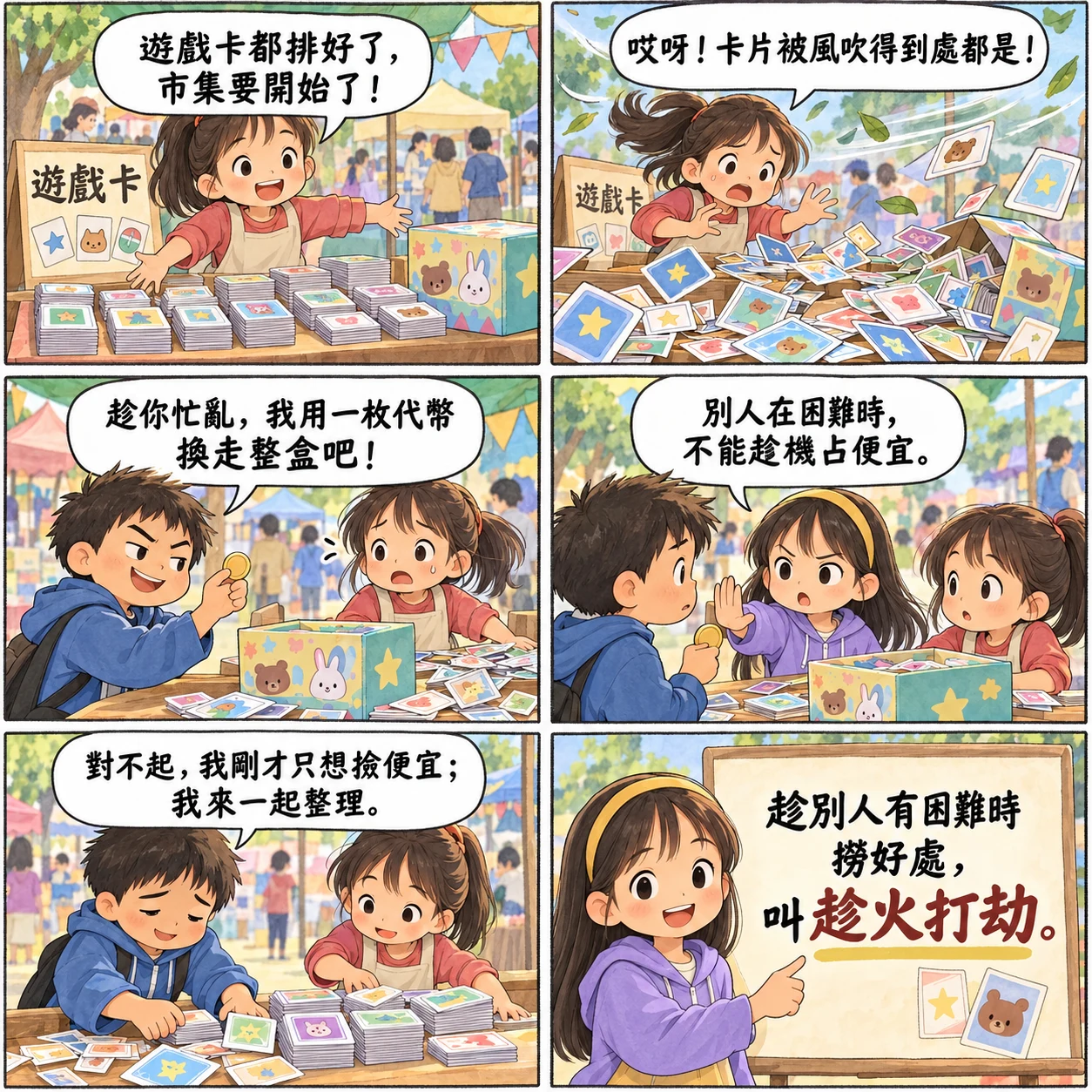 趁火打劫的 AI 生成成語漫畫