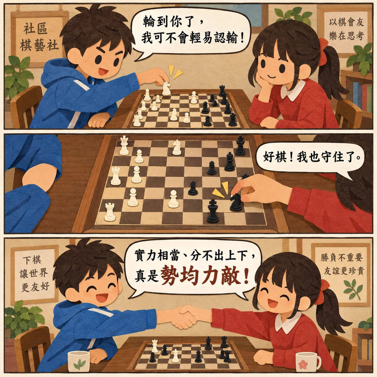 勢均力敵的 AI 生成成語漫畫