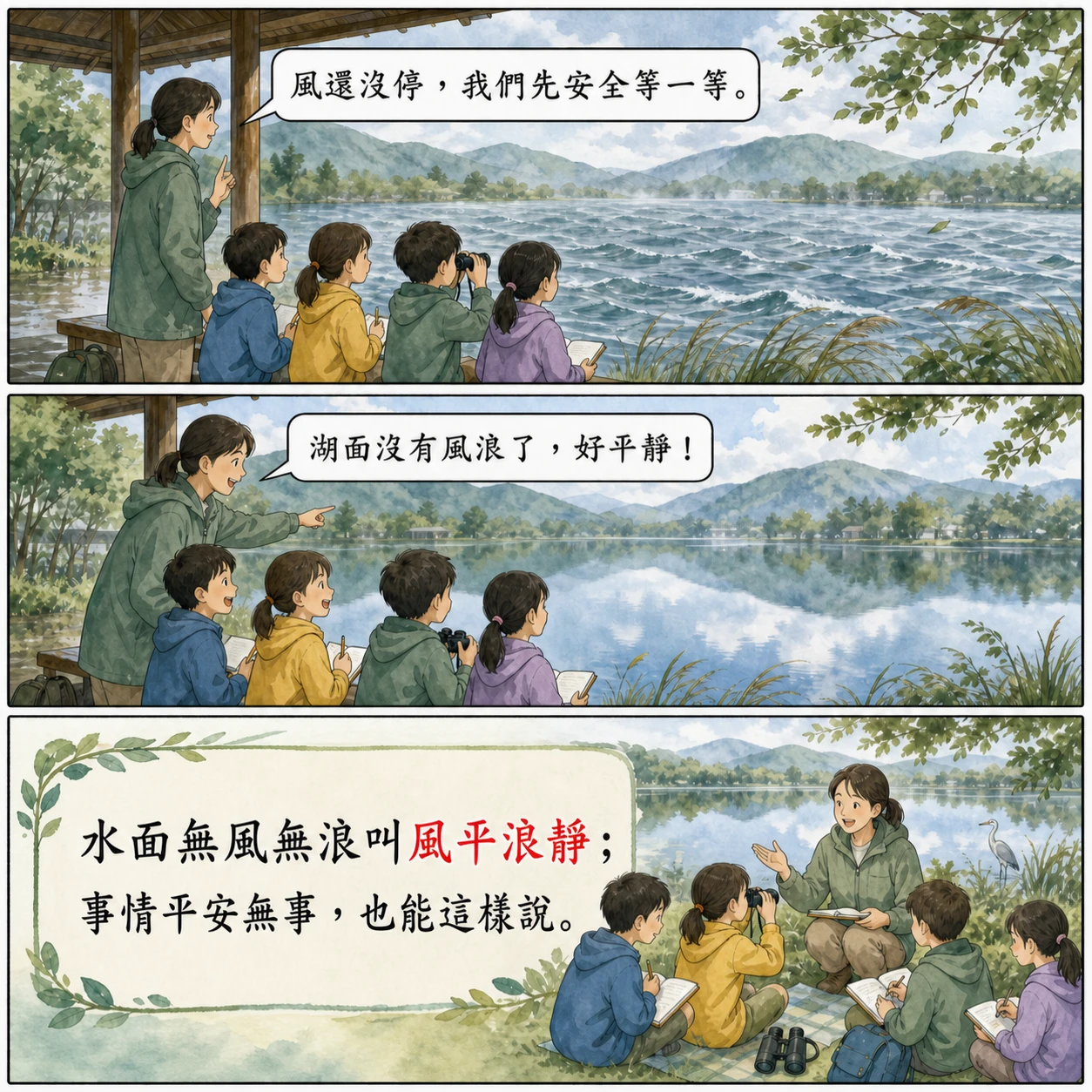 風平浪靜的 AI 生成成語漫畫