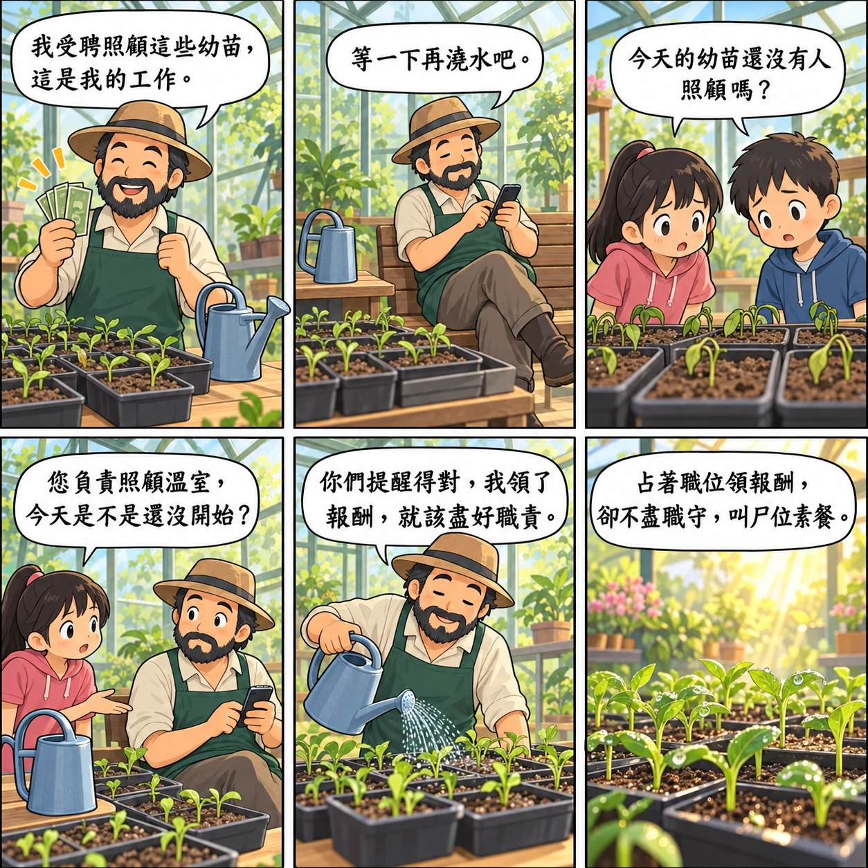 尸位素餐的 AI 生成成語漫畫
