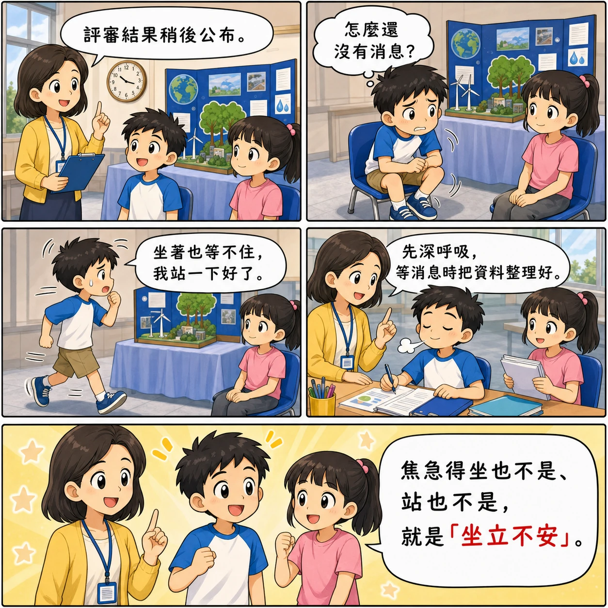 坐立不安的 AI 生成成語漫畫
