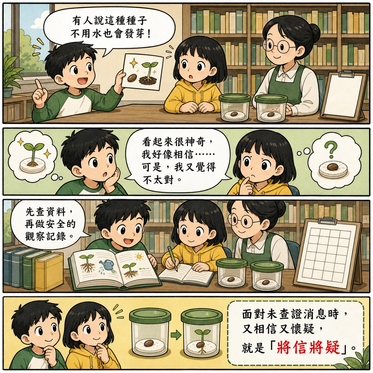 將信將疑的 AI 生成成語漫畫