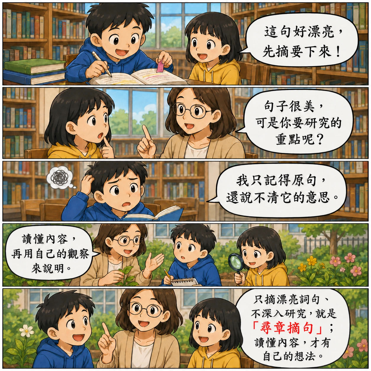 尋章摘句的 AI 生成成語漫畫
