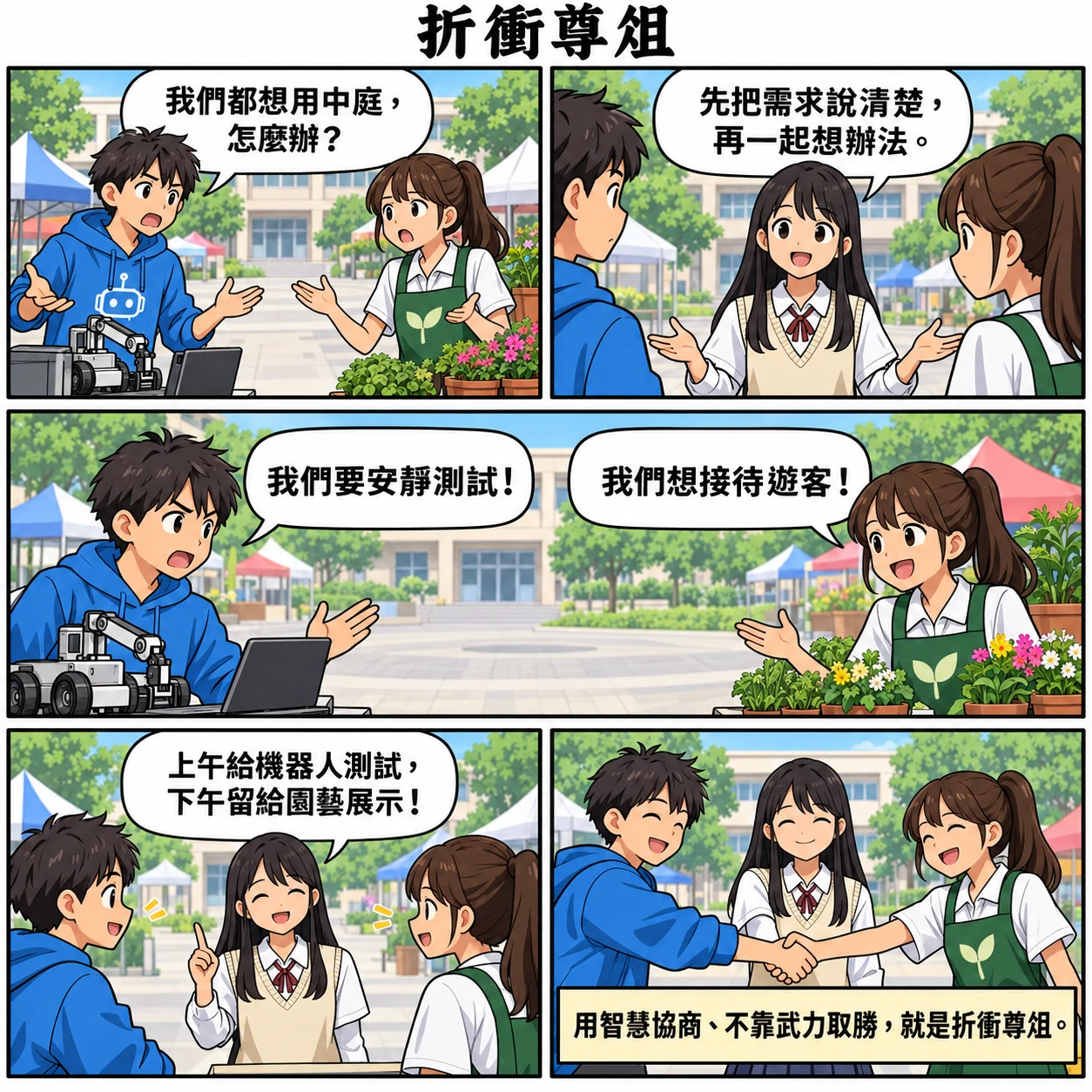 折衝尊俎的 AI 生成成語漫畫