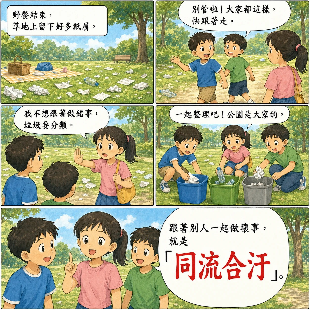 同流合汙的 AI 生成成語漫畫