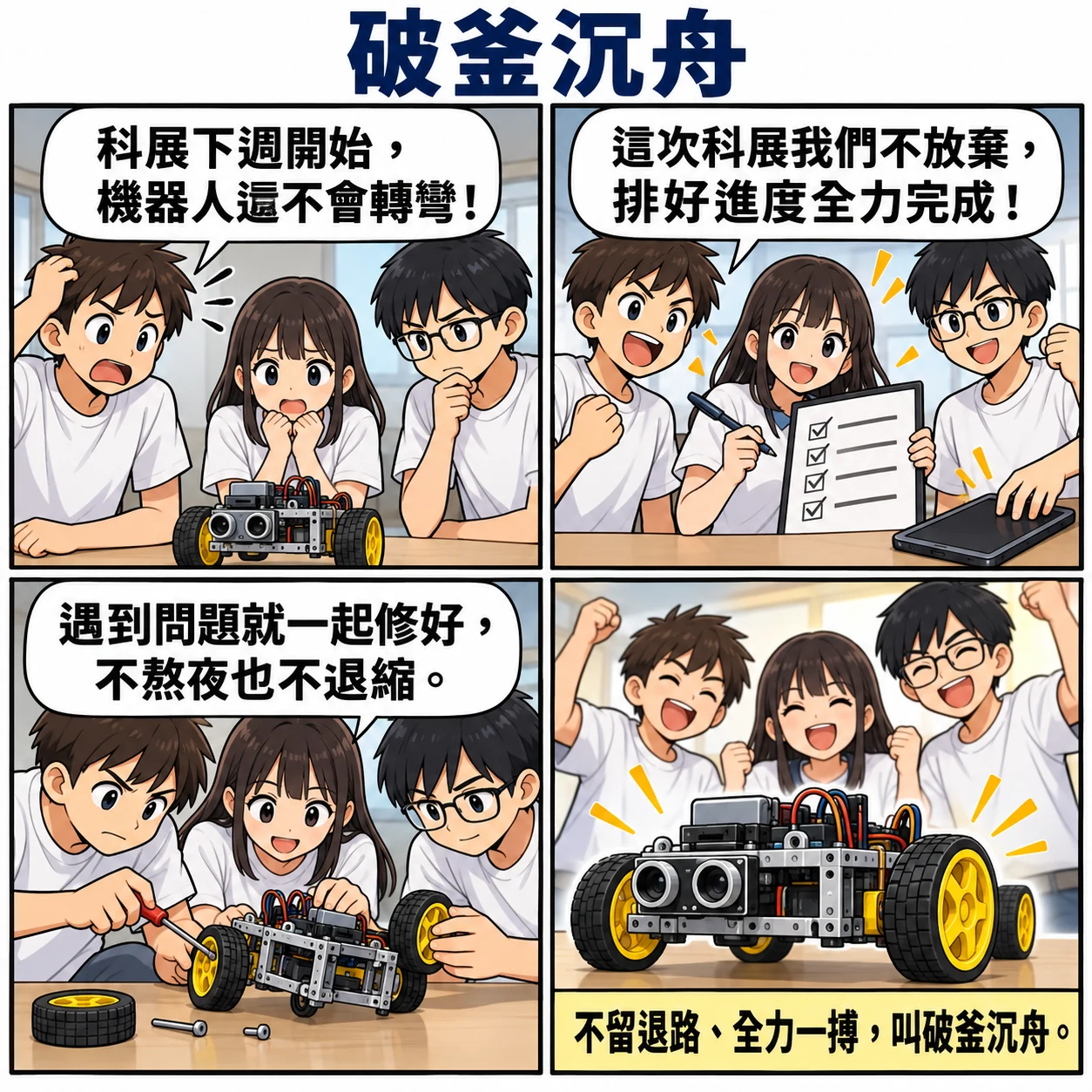 破釜沉舟的 AI 生成成語漫畫