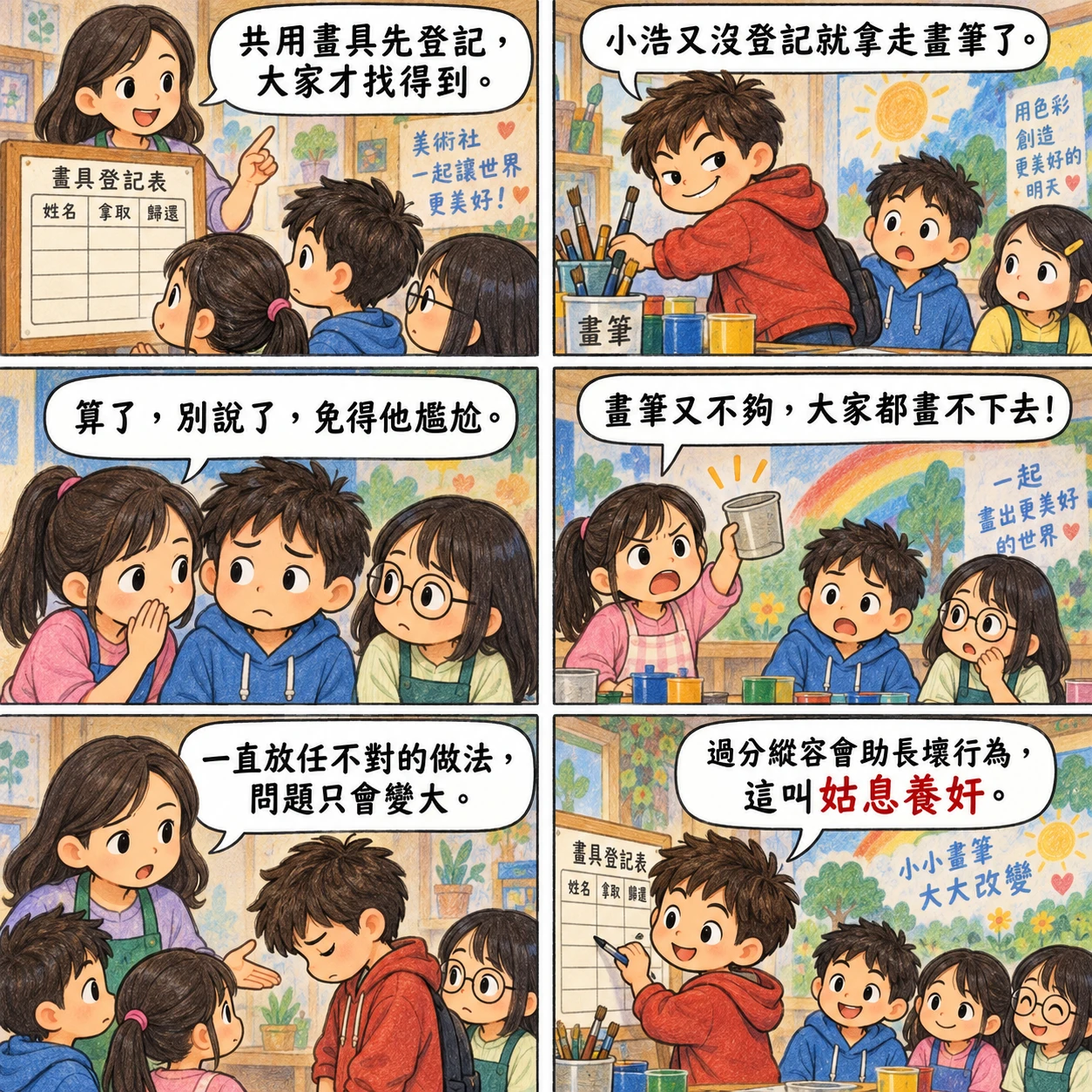 姑息養奸的 AI 生成成語漫畫