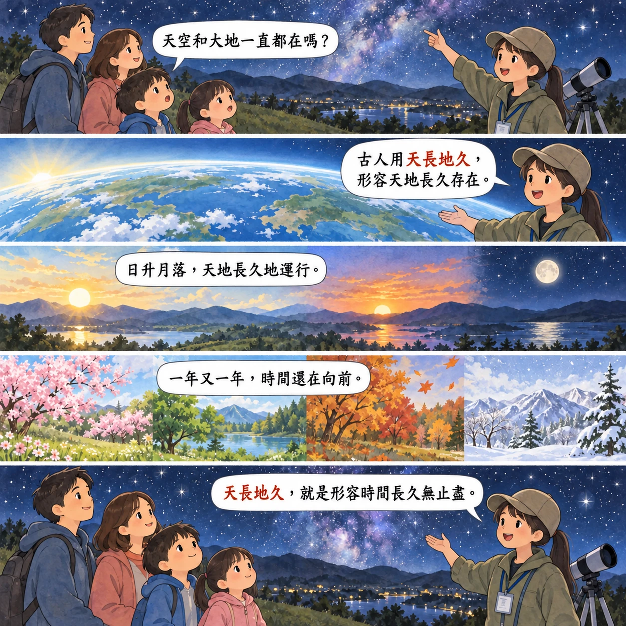 天長地久的 AI 生成成語漫畫