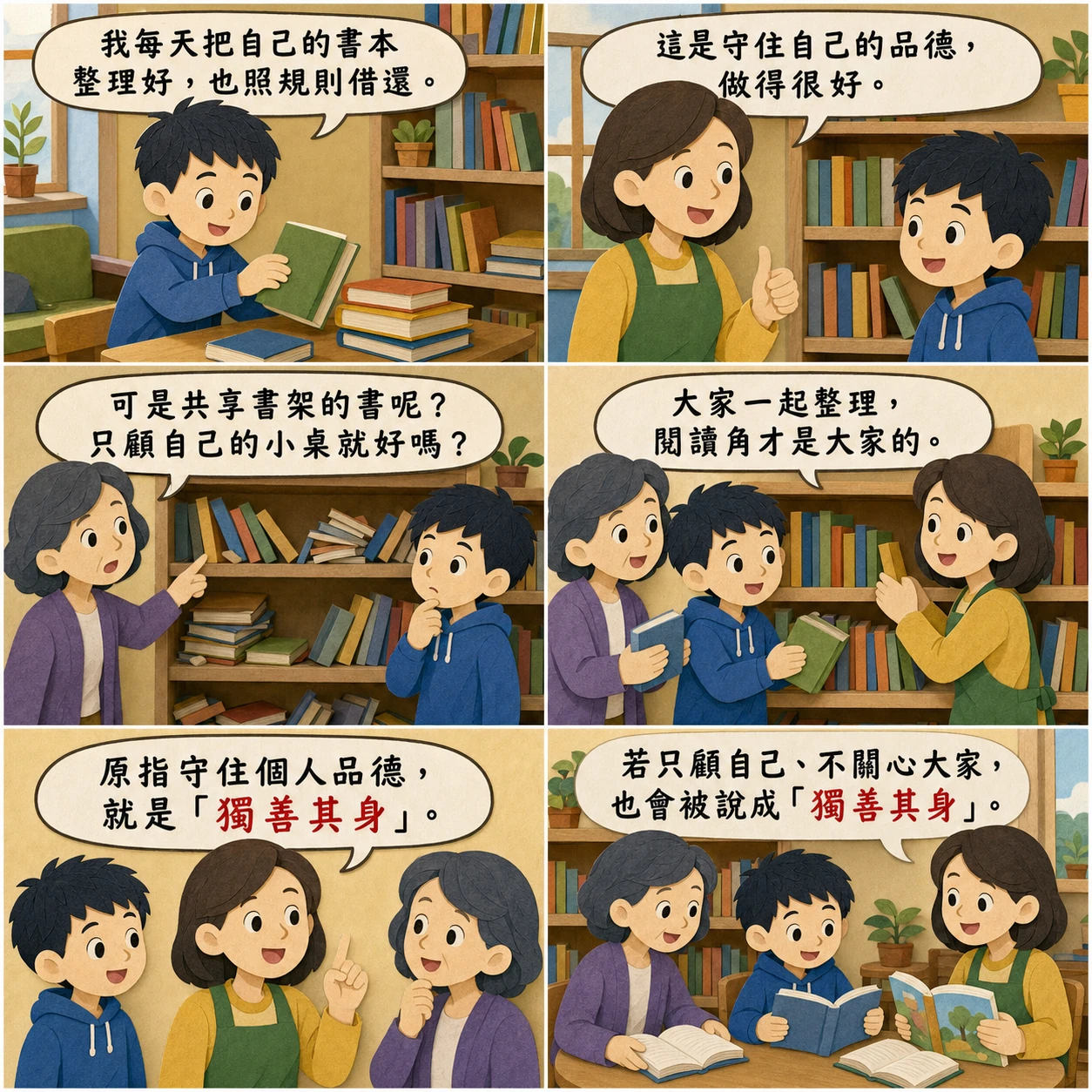 獨善其身的 AI 生成成語漫畫